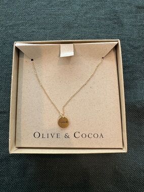 Olivia & Cocoa "Loved" Engraved Circle Disc Charm Necklace